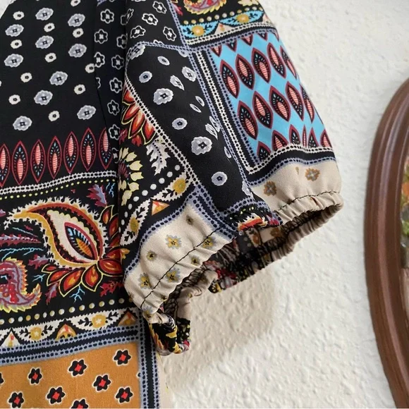 Women’s SHEIN curve breezaya XL Patchwork Print Dress grunge square neck - Picture 6 of 7